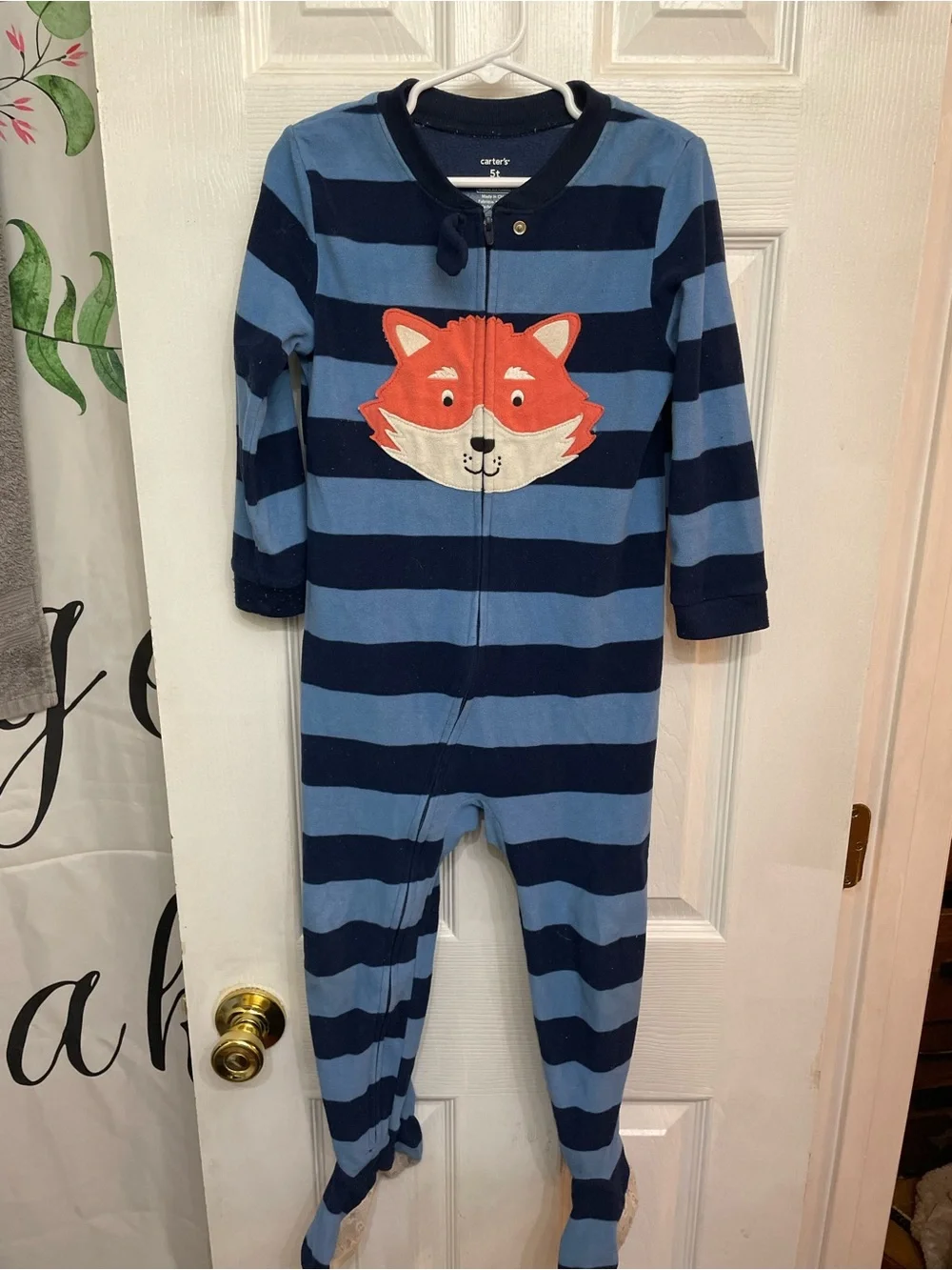 Carter's Navy and Blue Striped Fox Footed One-Piece